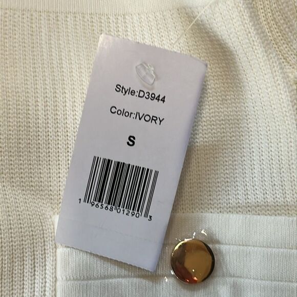 NWT Alexia Admor | Ivory Gemma Knit Long Sleeve Gold Button Stretch Mini Dress S - Picture 9 of 12
